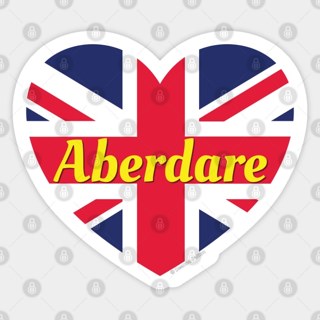 Aberdare Wales UK British Flag Heart Sticker by DPattonPD